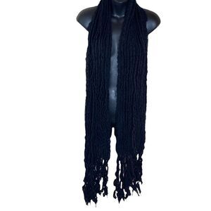 Arden B scarf long black accordion pleated open knit scarf